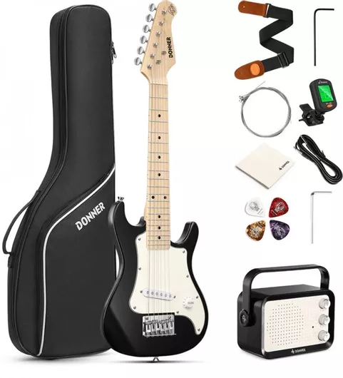 Ηλεκτρική Κιθάρα DONNER DSJ-100BK Σετ Mini 3/4 Μαύρη DONNER DSJ-100BK Electric Guitar Set 3/4 Size