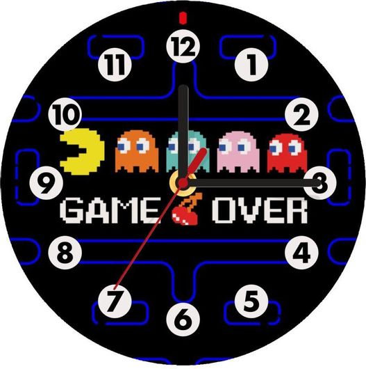 Παιδικό Ρολόι Τοίχου GAME OVER pac-man, ξύλινο 20cm