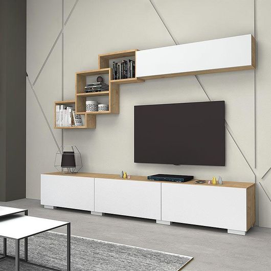 Σύνθετο Σαλονιού Megapap Free 210x35x38cm Sonoma Λευκό