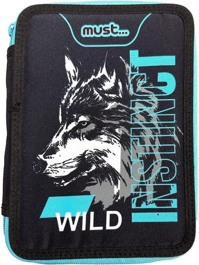 Must Team Animal Planet Wild Instinct Wolf Κασετίνα Γεμάτη με 2 Θήκες Γαλάζιο