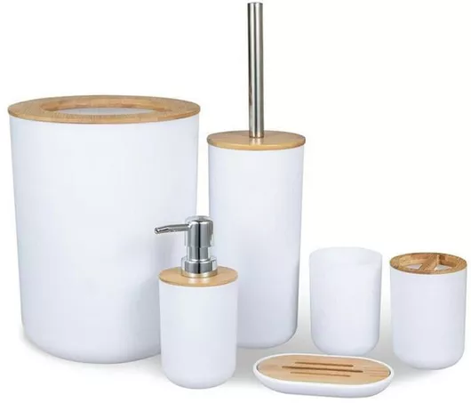 Αξεσουάρ Μπάνιου Σετ Πλαστικό 6τμχ Λευκό