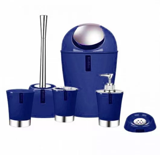 Αξεσουάρ Μπάνιου Σετ 6τμχ Inox Μπλε