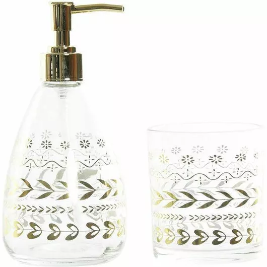 Αξεσουάρ Μπάνιου DKD Home Decor Γυάλινο Σετ 2τμχ Πολύχρωμο