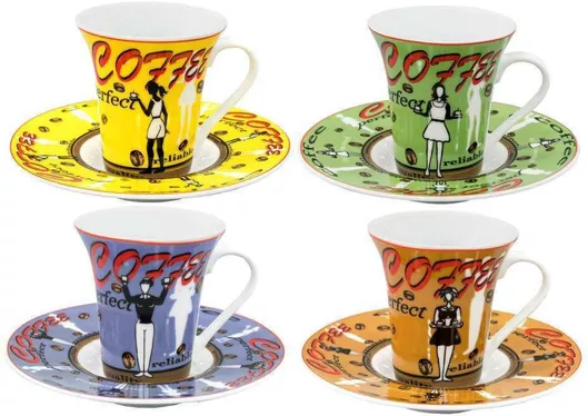 Σετ Φλιτζάνια Art et Lumiere Perfect Espresso Εμαγιέ 90ml 4τμχ Πολύχρωμα