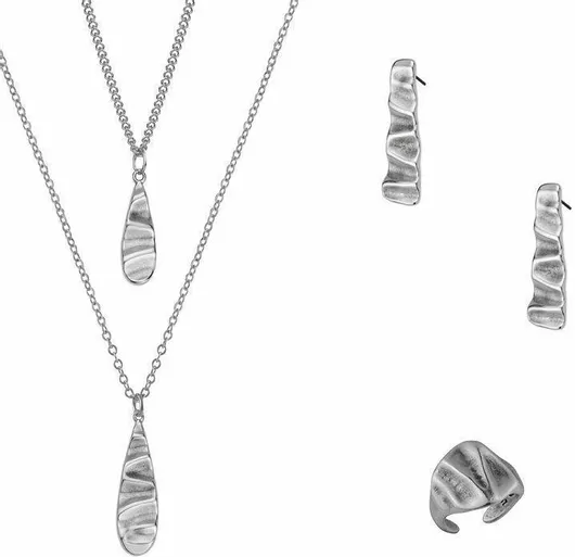 Σετ Κοσμημάτων Amor Amor με Κολιέ, Σκουλαρίκια & Δαχτυλίδι από Ατσάλι