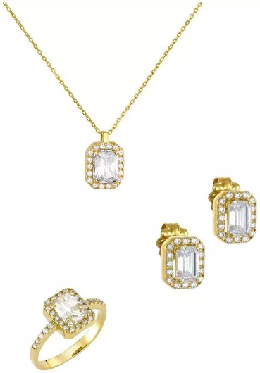 Σετ Κοσμημάτων Ioannis Κόσμημα με Κολιέ, Σκουλαρίκια & Δαχτυλίδι από Χρυσό 14K με Πέτρες