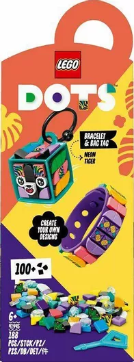 Τουβλάκι Lego Dots Neon Tiger Bracelet Bag Tag για 6+ ετών