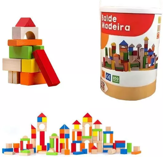 Τουβλάκι Ξύλινα για 2+ Ετών 100τμχ