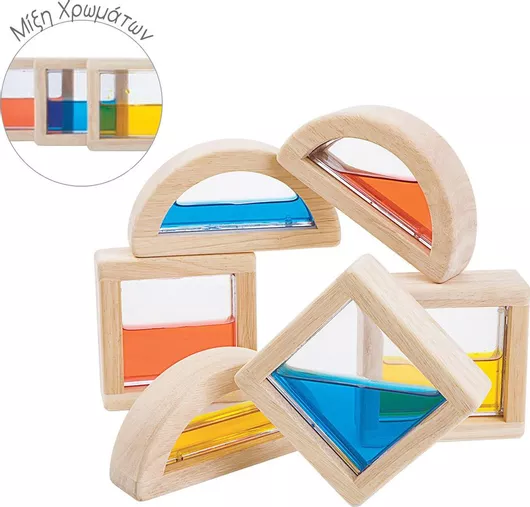 Τουβλάκι Plan Toys Ξύλινα Οικοδομικό Υλικό με Νερό για 3+ Ετών 6τμχ
