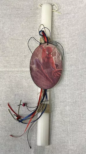 Πασχαλινή Λαμπάδα Χειροποίητη Αρωματική Spiderman Λευκή