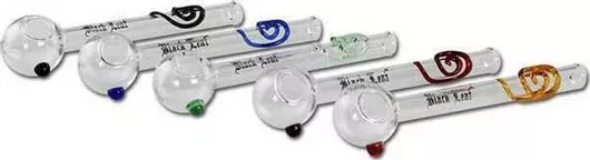 Πιπάκι Γυάλινο Black Leaf Oil Pipe με Σχέδιο - 13.5cm