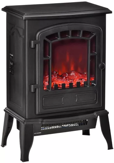 Ηλεκτρικό Τζάκι HomCom Επιδαπέδιο 2000W 39x56cm Μαύρο