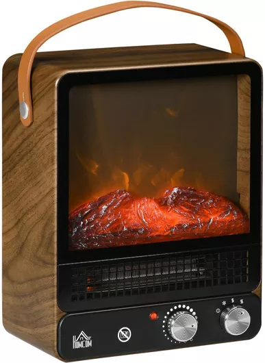 Ηλεκτρικό Τζάκι HomCom Επιδαπέδιο 1500W 30.3x17.5cm Καφέ