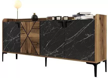 Μπουφές 180x35x78cm από Ξύλο Καρυδί Μαύρο