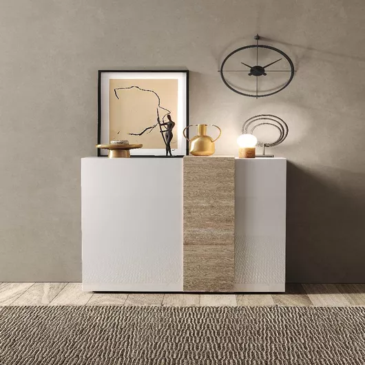 Μπουφές Ξύλινος Γυαλιστερός Λευκό