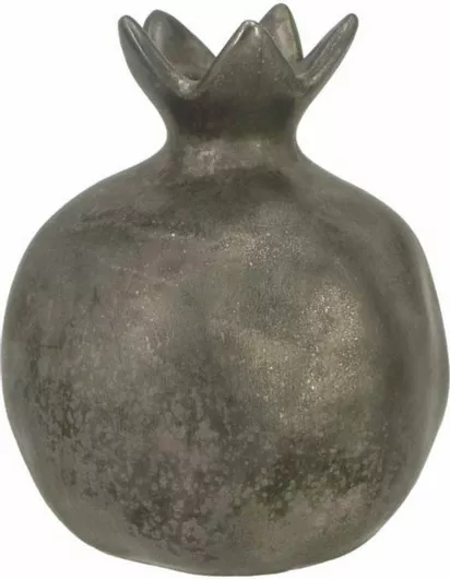 Marhome Επιτραπέζιο Γούρι Ρόδι Γίγας Παλαιωμένο από Κεραμικό Υλικό Ασημί 13x16cm