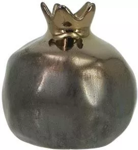 Marhome Επιτραπέζιο Γούρι Ρόδι Μικρό από Κεραμικό Υλικό Μπρονζέ 6.5x6.5cm