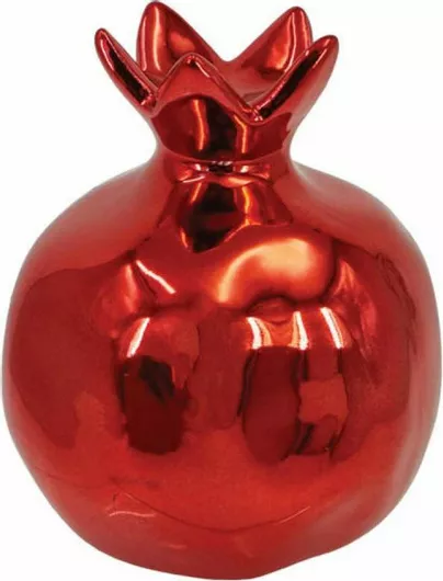 Marhome Επιτραπέζιο Γούρι Ρόδι από Κεραμικό Υλικό Μπορντώ 11x13cm