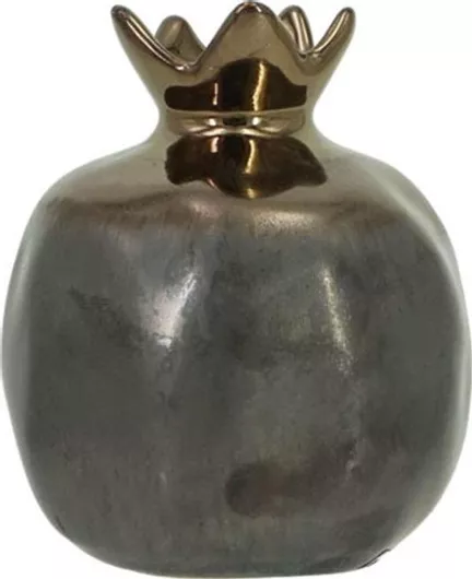 Marhome Επιτραπέζιο Γούρι Ρόδι από Κεραμικό Υλικό Μπρούτζινο 9x10cm