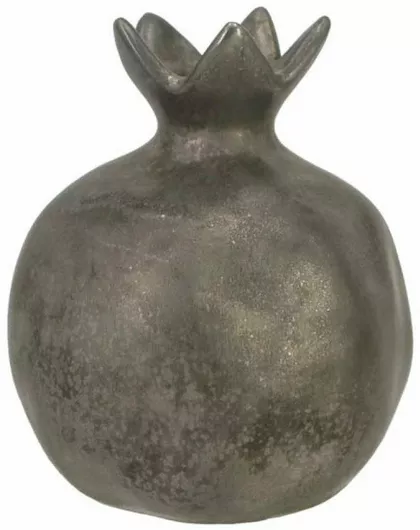 Marhome Επιτραπέζιο Γούρι Ρόδι Μεγάλο Παλαιωμένο από Κεραμικό Υλικό Ασημί 11x13cm