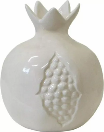 Marhome Επιτραπέζιο Γούρι Ρόδι από Κεραμικό Υλικό Μπεζ 11x13cm