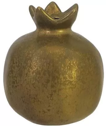 Marhome Επιτραπέζιο Γούρι Ρόδι Μεσαίο από Κεραμικό Υλικό Χρυσό 9x10cm