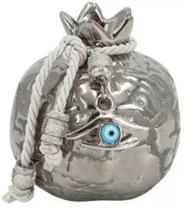 Marhome Επιτραπέζιο Γούρι Ρόδι από Κεραμικό Υλικό Ροζ 6.5x6.5cm