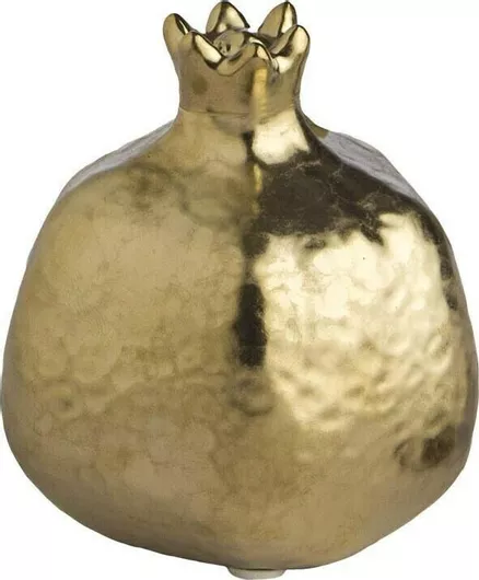 JK Home Decoration Επιτραπέζιο Γούρι Ρόδι από Κεραμικό Υλικό Χρυσό 9x10cm