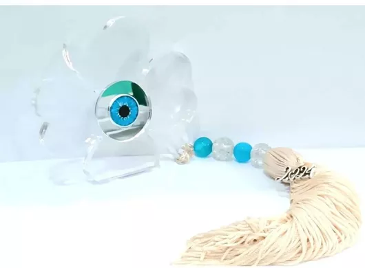 Γούρι Moda Mostra 2025 Χειροποίητο Επιτραπέζιο Τριφύλλι Διάφανο από Πλεξιγκλάς 11x11cm