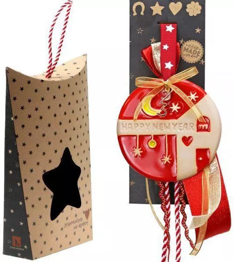 Synchronia Υλικό Κρεμαστό Γούρι Σπίτι Κόκκινο Κεραμικό 2024 30x30cm