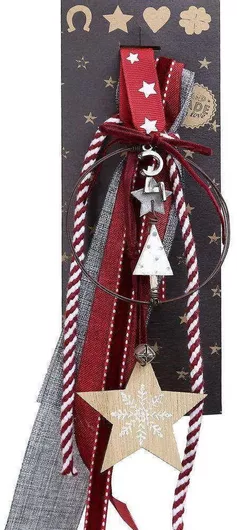 Synchronia Στεφανάκι Κρεμαστό Γούρι Δεντράκι και Στεφανάκι Κόκκινο από Μέταλλο 2024 30cm