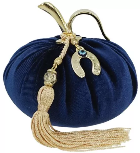 Marhome Επιτραπέζιο Γούρι Κολοκύθα από Ύφασμα Μπλε 11x10cm