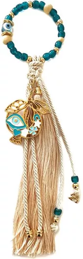 Κρεμαστό Γούρι Ρόδι από Μέταλλο Πράσινο 8.5x31cm