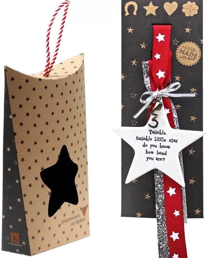 Synchronia Κρεμαστό Γούρι Αστέρι Λευκό Κεραμικό 2024