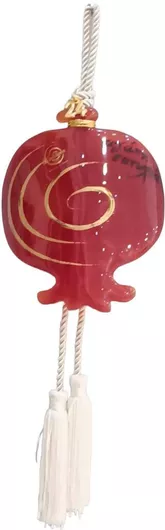 Γούρι Kalliopisilver 2025 Χειροποίητο Κρεμαστό Ρόδι από Γυαλί Κόκκινο 15x15cm