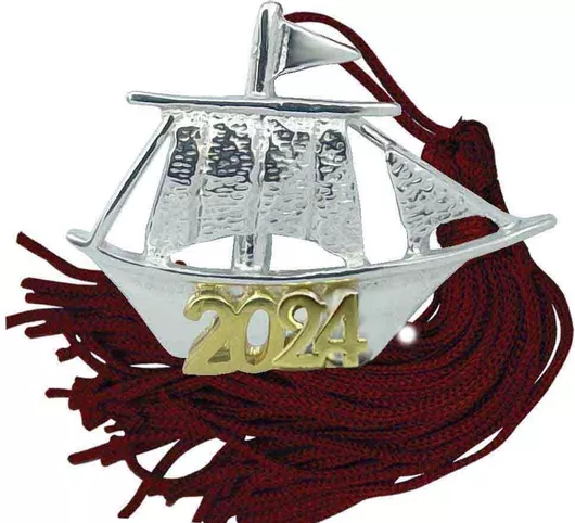 Χριστουγεννιάτικο Γούρι απο Ασήμι 925° με Καράβι Γαλέρα (3 X 2,5cm)