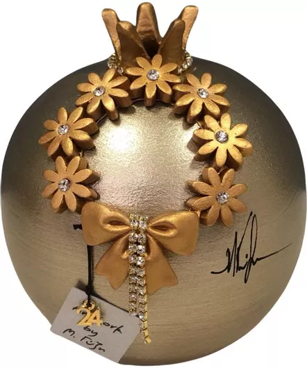 Χειροποίητο Γούρι Ρόδι Ροζ Κεραμικό 11.5x11cm