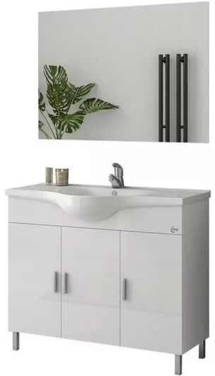 Πάγκος Μπάνιου Drop Luna 100 με Νιπτήρα & Καθρέπτη Μ99.5xΒ46xΥ White