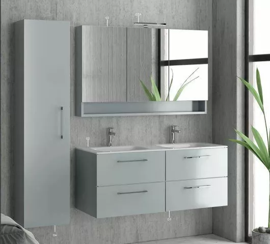 Πάγκος Μπάνιου Karag Elsa 120 με Νιπτήρα Μελαμίνη Μ117.5xΒ45xΥ48cm Soft Grey