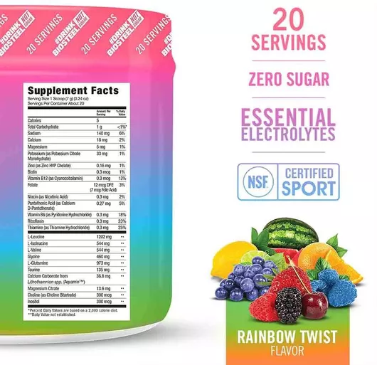 Biosteel Hydration Mix Electrolytes με Γεύση Rainbow Twist 140gr/20 δόσεις