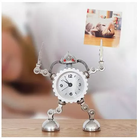 Ξυπνητήρι Ρολόι Με Φωτογραφία Ρομπότ Robot Timer Ασημί Pylones 17310