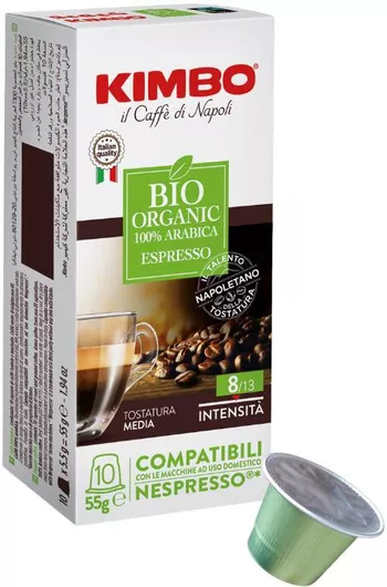 Κάψουλες Espresso Kimbo Bio Organic από Αλουμίνιο Συμβατές με Μηχανή Nespresso 10caps 8002200141813