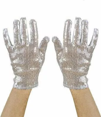 Αποκριάτικα Γάντια Ασημί με Πούλιες