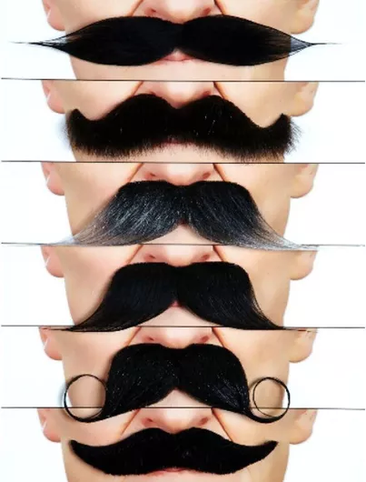 Μουστάκι / Γενειάδα για Απόκριες σε Μαύρο χρώμα 6τμχ