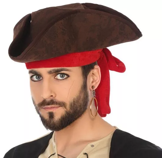 Αποκριάτικο Αξεσουάρ Καπέλο Πειρατής Καφέ Κόκκινο