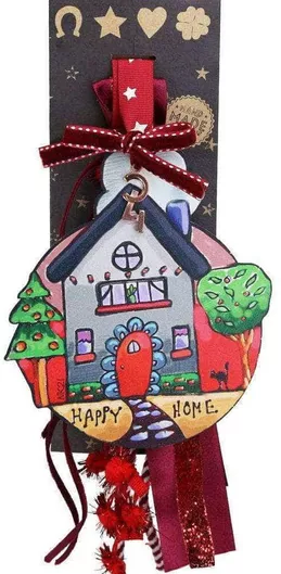 Synchronia Happy Κρεμαστό Γούρι Σπίτι Πολύχρωμο από Ξύλο 2024