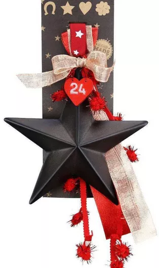 Synchronia Κρεμαστό Γούρι Αστέρι Μαύρο από Μέταλλο 2024 33cm