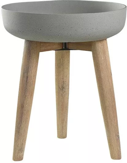 Κασπώ Anco Leather Ξύλινο Οβάλ 39x39x51cm Γκρι