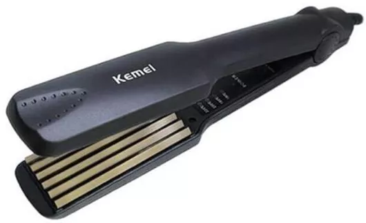 Πρέσα Μαλλιών Kemei με Ατμό & Κεραμικές Πλάκες για Κυματιστά Μαλλιά 40W Μαύρο