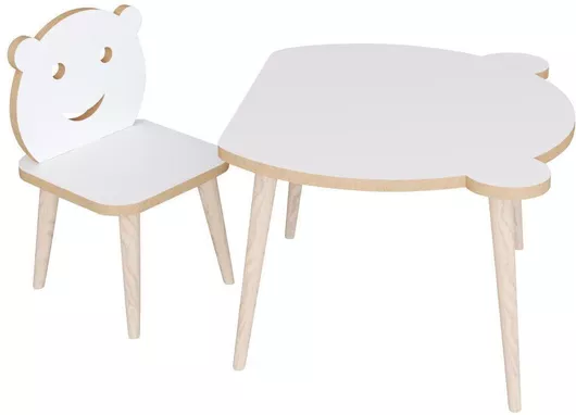 Σετ Παιδικό Τραπέζι με Καρέκλες από Ξύλο Λευκό